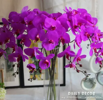 106cm nekilnojamojo touch 9 galvą dirbtinio didelio latekso drugelis orchidėjos didmeninės vestuvių dekoratyvinės šilko Phalaenopsis gėlės