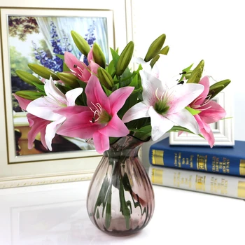 1pc Lily Dirbtinio Šilko Gėlių Puokštė Vestuves Namų Puošybai Nuotakos Valdos Netikrą Gėlių