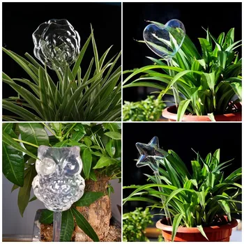 1pcs Nauja Automatinių Gėlių Laistymo Įrenginys Augalų Waterer Savarankiškai Laistymo Gaubliai Paukščių Formos Ranka Pūstinis skaidraus Plastiko Aqua Lemputes