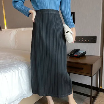 2022 moterų rudenį naujų vientisa spalva padalinta sijonas Miyak kartus Mados didelio dydžio, didelio elastingumo pusė ilgio maišelį klubo sijonas