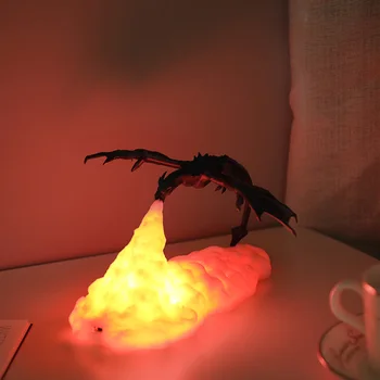 3D Kambario Dekoro Spausdinti LED Ugnies Drakonas Ledo Drakonas Lempos Namo Darbalaukio Įkrovimo Šviesos Geriausia Dovana Vaikams Šeimos Namų Papuošalas