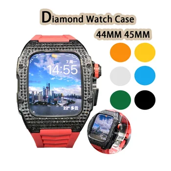 45mm Diamond Atveju Fluororubber Diržu, Apple Watch Serija 8 7 Padengti iWatch 654 SE 44mm Prabanga 