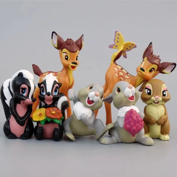 7PCS Animacinių filmų Bambi Elnias Žaislai PVC Veiksmų Skaičiai Triušių Figūrėlės Voverė Modelis anime Lėlės Kalėdų Dovanos Vaikams