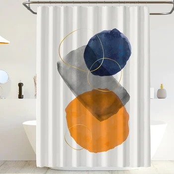 Abstrakti Dušo Užuolaidos Vidurio Amžiaus Modernios Geometrinės Augalų Minimalistinio Vonios kambarys Dušo Užuolaidų Audinys atsparus Vandeniui, su 12 Kabliukų