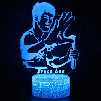 Bruce Lee 3D LED Nakties Šviesos Kungfu Spalva Keičiasi Vaizdo Iliuziją, kad Lempos Kambaryje Decoretion Vaikams Gimtadienio, Kalėdų Dovana