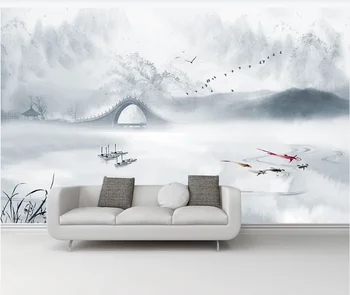 Custom Sienų Tapetai, 3D Kraštovaizdis Tapybos Jiangnan Naujas Kinų Stiliaus Sienos Fone