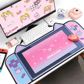 Geekshare Kawaii Didelis Genshin Poveikio Pelės Mygtukai Animacinių filmų Cute Kačių Ausų Mousemat Kompiuterių Priedai Žaidimų Žaidimas, neslidžia TableMat