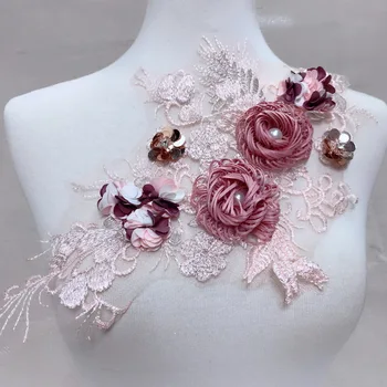 GLace 35 cm*21 cm NAUJOS puošnios blizgučiai 3D nėrinių Gėlių Siuvinėjimo Nėrinių Appliques lipdukai drabužiai suknelė apdailos reikmenys