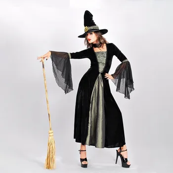 Helovinas Kostiumas Raganos Kostiumas Suaugusiųjų Cosplay Ragana Dress Ragana Sijonas Juodas Akių Dress helovinas kostiumai moterims