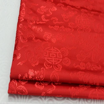 HLQON 75cm plotis brokatas Tango kostiumą, raudonos spalvos audinio kratinys veltinio audinio telas paklode cheongsam suknelė vaikų kailis medžiaga