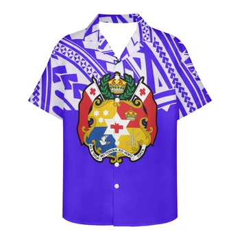 HYCOOL Tonga Salos Vėliava Vyrų Havajų Marškinėliai 5xl Plius Dydis Palaidi Tinka Patogiai Mygtuką Iki Marškinėliai Polinezijos Genčių Vyrų Drabužiai.