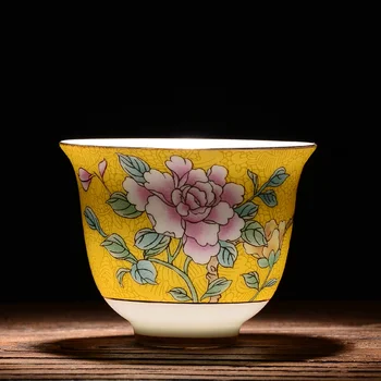 Jingdezhen Emalio Arbatos Rinkinys Keramikos Taurė Kūrybos Ranka-dažytos Kung Fu Arbatos Puodeliai, Puodelis Su Lėkšte