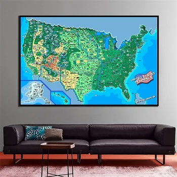 Jungtinių valstijų Žemėlapis, Maži Paveikslėliai, Žemėlapis 59*42cm Retro Plakato Tapybos Sienos Meno Apdailos Švietimo Raštinės Reikmenys