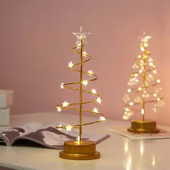 Kalėdų Medžio Šviesa Apdaila Metalo Ornamentais Stalo Lempos, Apšvietimo Pasakų Žiburiai Kalėdų Šventė Šalies Kambarį Namuose