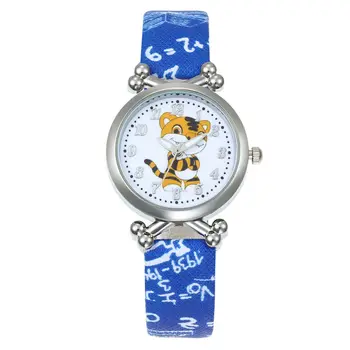 Karšto Mados Prekės ženklo Animacinių filmų Cute Little Tiger Vaikai Kvarco Žiūrėti Vaikų Mergaičių berniukų Odos Apyrankę ant Riešo Žiūrėti Laikrodis Laikrodis