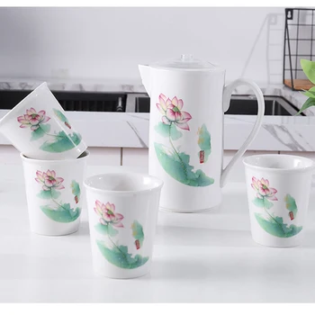 Kinų Arbatos Puodelio Rinkiniai Keramikos Aušintuvas Lotus Puodeliai Dovanų Dėžutėje Nustatyti Šalto Vandens Virdulys Taurės Nustatyti Kinijos Mėlynos Ir Baltos Spalvos Porceliano Pink Rose