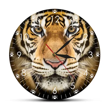 Laukinių Gyvūnų Sibiro Tigras Veido 12 colių Kabo Sieninis Laikrodis Kvarcinis Laikrodis su baterijomis Žiūrėti reloj de sumalti siųsti