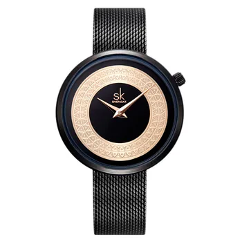 Mados Juodojo Aukso Moterų Laikrodžiai Aukštos Kokybės Ultra Plonas Kvarco Lady Žiūrėti Lady Elegantiška Suknelė Laikrodžiai