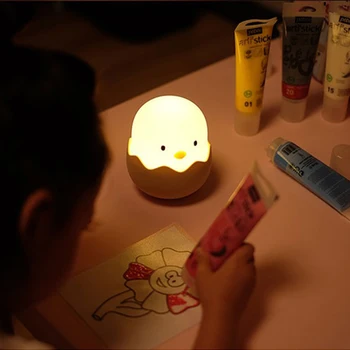 Miegamojo Lempa USB Įkrovimo Trapus Jauniklį LED Touch Silikono pagrindiniai kištukiniai naktinių lempų lizdai Minkštas Patogus Namo Ornamentu Vaikų Lovos