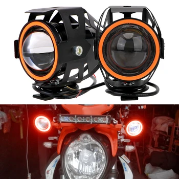 Motociklas LED Pagalbinės Lempos 2vnt/komplektas LED Motociklo Angel Eyes Žibintai 125W U7 Žibintai