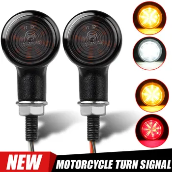 Motociklo LED Mini Posūkio Signalo šviesos žibintas DRL Mirksi Indikatorius, Indikatorių Raudonos spalvos stabdžių šviesos clignotant moto Honda cafe racer