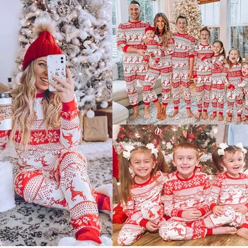 Naujas Kalėdų Tėvų-vaikų Namų Drabužius, Motina, Tėvas, Vaikai Atitikimo Pižama Nustatyti Briedžių Modelis Atsitiktinis Palaidų 2 vnt Kalėdos Šeimos
