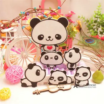 Nemokamas Pristatymas Mielas Panda Gyvūnų lipdukai 6pcs/daug Geležies Siuvinėto audinio lopai šalis skatinimo kostiumas apdailos vaikų dovanų