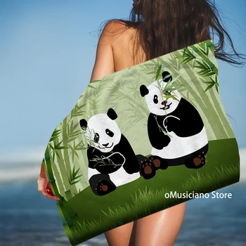 OMusiciano Animacinių filmų Panda vonia rankšluostį mikropluošto rankšluostis energingas visiškai spalvotas spausdinimas rankšluostį geriausias vasaros paplūdimio rankšluostis Dovanų