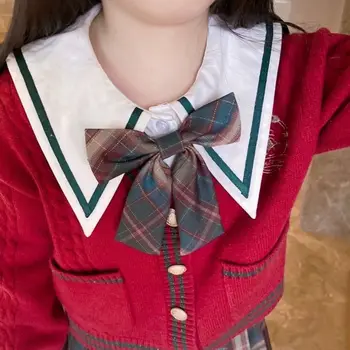 Pavasarį, Rudenį Preppy Stilius Bamblys Mergina Komplektus JK Uniformas Išsiuvinėti Cardigan Megztinis Pledas Klostuotas Sijonas Vaikų Rinkiniai