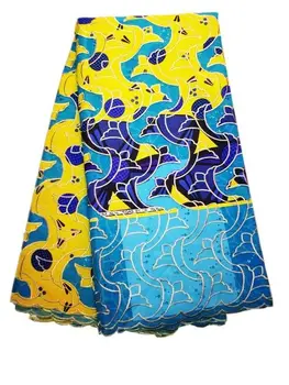 Populiariausių geltonos ir mėlynos prancūzijos ju nėrinių spausdinti vaškas dizaino afrikos vaškas, skirtas suknelė LBL11-3