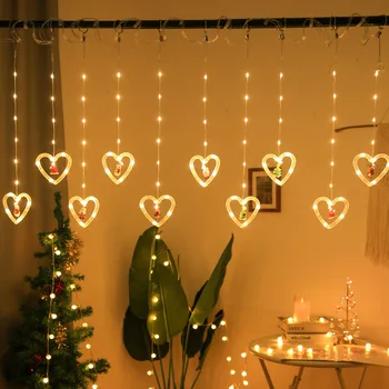 Romantiško Širdies Meilės Formos Moon Star LED Užuolaidų Šviesos Stirng Fėja, Kalėdų, Vestuvių Šventės atributas Miegamasis Sodo Puošmena