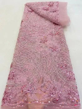 Rožinė Afrikos Vestuvių Geriausios Kokybės Karoliukai Gėlių China Tiulio Tinklelio Nėriniai Už Progos /Pjovimo Nuotakos Suknelė /Dizaineris