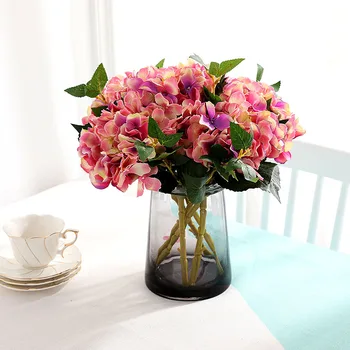 Ryškiai Dirbtinės Gėlės Nekilnojamojo Touch Šilko Didelis Hydrangea Gėlių Nuotakos Puokštės, Vestuvių Dekoravimas, Namų Desktop 