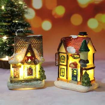 Ryškumo LED Šviesos Iki mažo Kaimelio Namų Arenoje Kalėdinis Puošimas Ornamentais Kalėdų Eglutė Pakabukas Dekoracija Dovanos, Papuošalai
