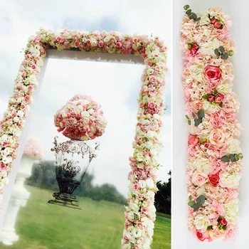 skatinimo romantiška Vestuvių Pavillion Gėlių dekoracija aikštėje gėlių vainiko juostos 4M x 26cm eilėje lentelė gėlių dekoro runner