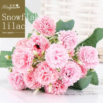 Snaigės Šiltas Širdies Alyvinė Šilko Modeliavimas Puokštė Vaza Gėlių Kompozicijų Kambarį Apdaila Romantiškas Vestuvių Šventė