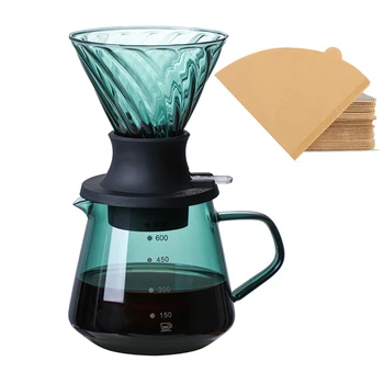 Stiklo Kavos Puodą Kavos Lašėjimo, Filtro Puodą V Formos Lašinamas Kavos Dripper Ir Filtrai V02