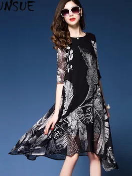 Suknelė Vasaros 2023 Šifono Moterų Suknelė Elegantiškas Midi Gėlių Ponios Suknelės Atsitiktinis Derliaus Paplūdimio Vestidos Pavasario KJ4487
