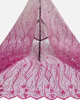 Super blizgučiais audinio nėrinių Su karoliukais prancūzų siuvinėjimo tinklelio nėriniai Afrikos audinio, Vakaro suknelės, šaliai/vestuvinė suknelė, 5 metrų