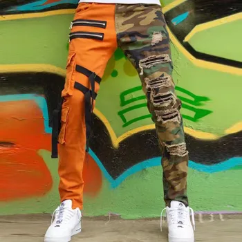 Techwear Stiliaus Vyrų Pleistras Dygsnio Džinsai Hip-Hop Goth Punk Kankina Džinsinio Audinio Kelnės Derliaus Skinny Jean Vyras Krovinių Kelnės Pantalon Homme