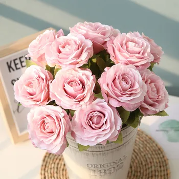 Vietoje tiekimo sprogimo 6 spalvų 12 galva sawtooth mažų šviežių krūva rožių Vestuvių gėlių sienų apdailai modeliavimas netikrą gėlių