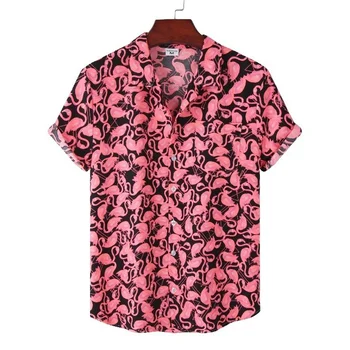 Vyriški Laisvalaikio Marškinėliai Prarasti Atvartas Havajų Marškinėliai Camisa Masculina Trumpas Rankovės Gėlių Marškinėliai Vyrams Vyrų Drabužiai для мужчин 18＋