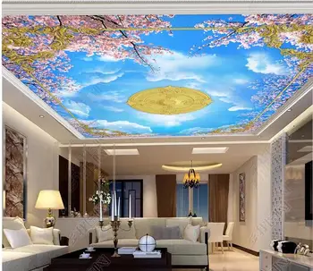 WDBH pasirinktinius nuotraukų 3d lubų freskomis tapetai Europos aukso raižyti dangaus namų dekoro kambarį tapetai, sienų ir 3 d