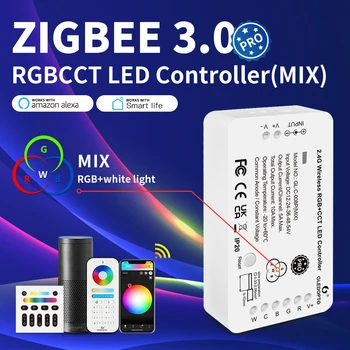 ZigBee LED Juostos Valdiklis DC12V-54V RGBCCT Pro Spalva Balta Šviesa, Maišyti Jaukus Alexa Tuya SmartThings App 2.4 G RF Nuotolinio Valdymo